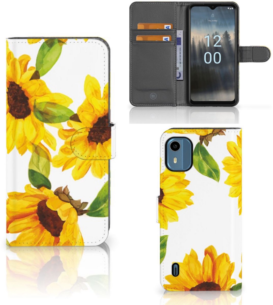 Hoesje voor Nokia C12 Zonnebloemen