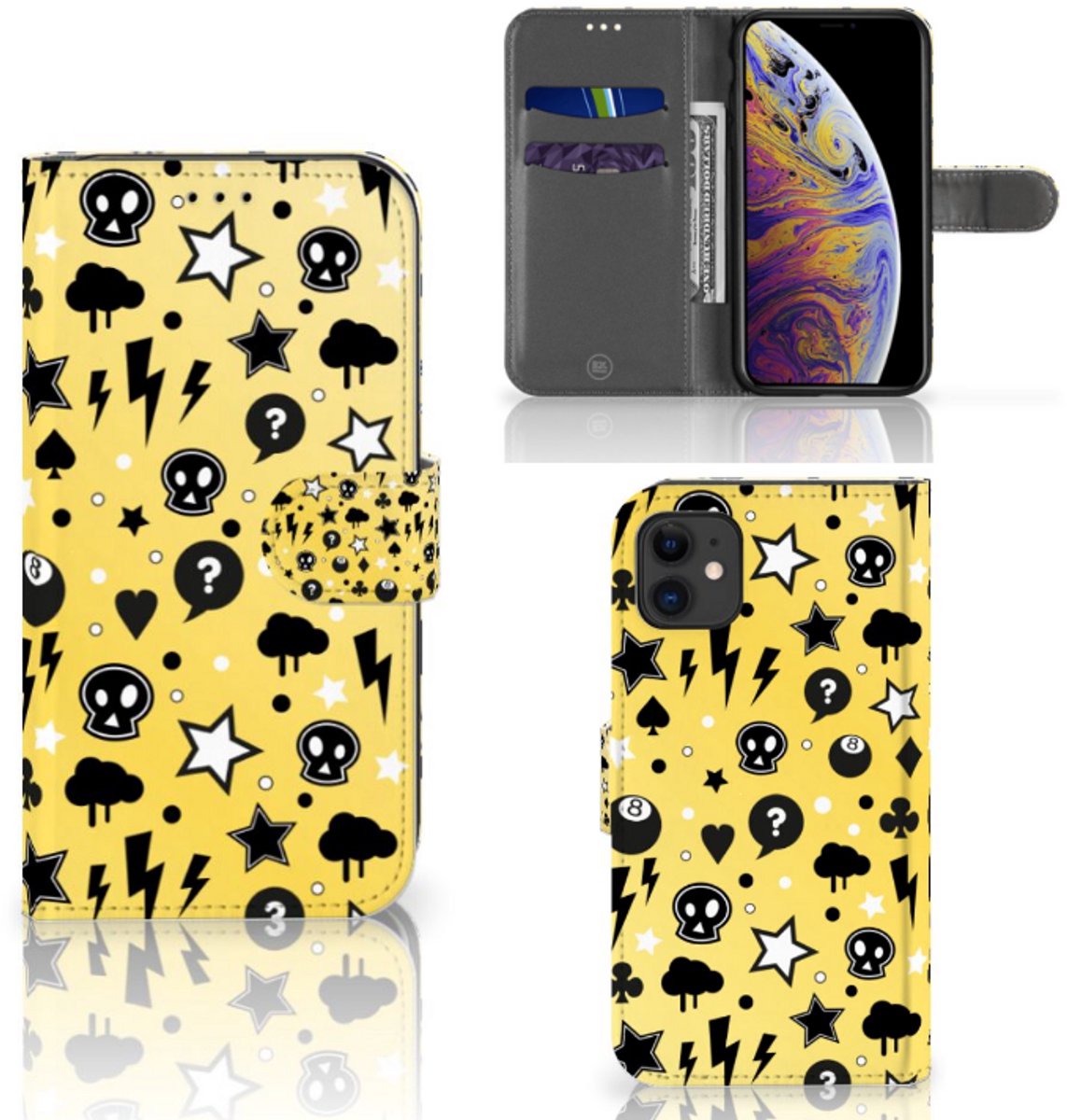 Boekhoesje voor Telefoonhoesje met Naam Apple iPhone 11 Punk Geel