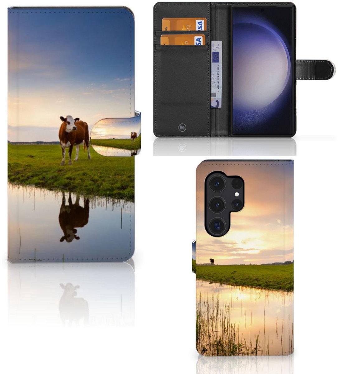Samsung Galaxy S24 Ultra Telefoonhoesje met Pasjes Koe
