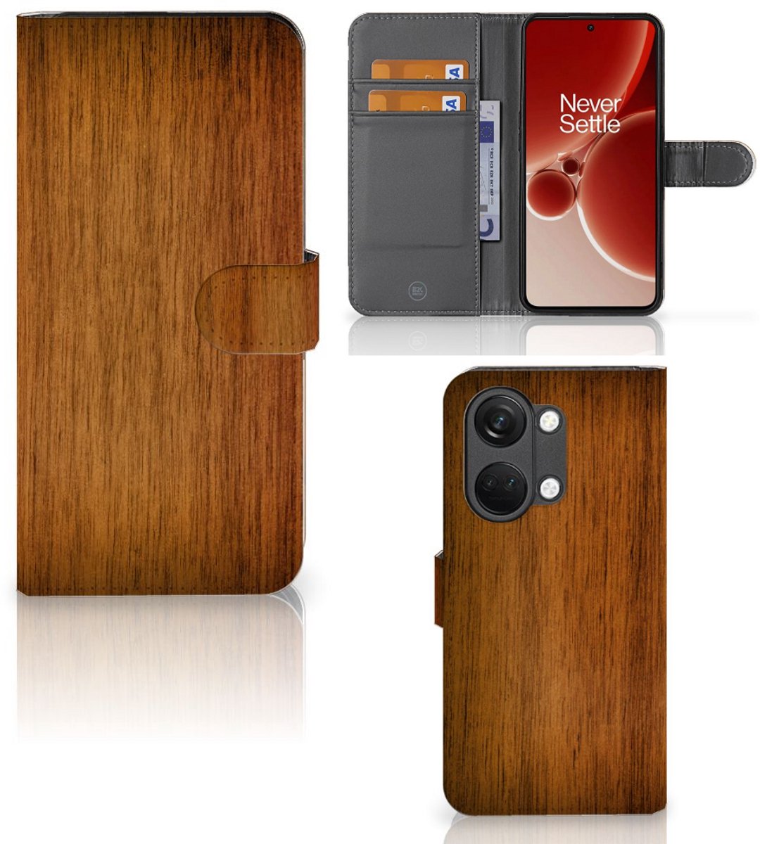 OnePlus Nord 3 Book Style Case Donker Hout