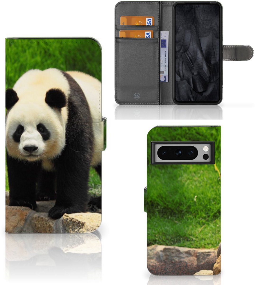 Google Pixel 8 Pro Telefoonhoesje met Pasjes Panda