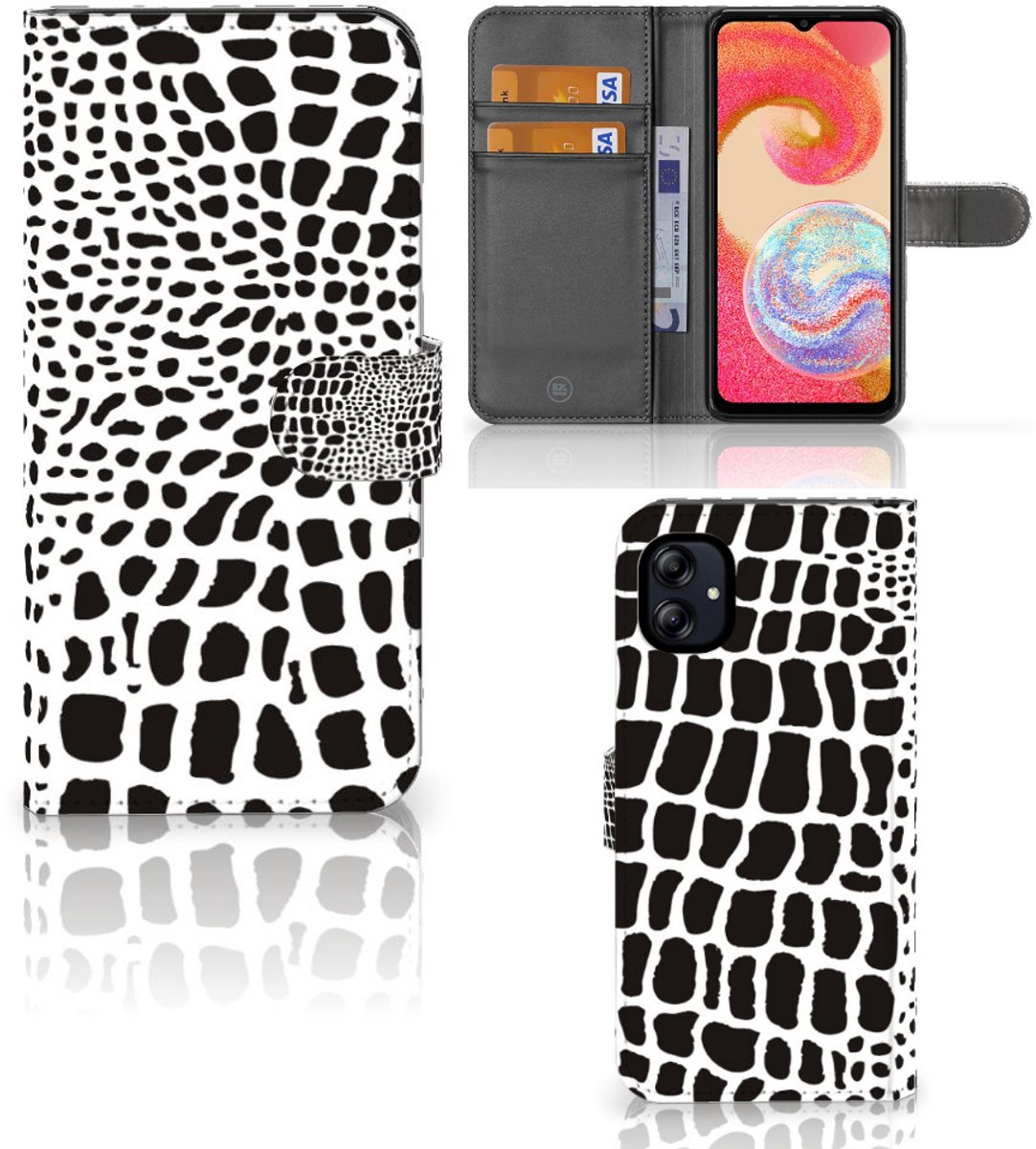 Samsung Galaxy A04e Telefoonhoesje met Pasjes Slangenprint
