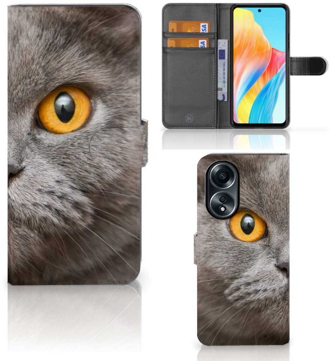 Telefoonhoesje met Pasjes OPPO A58 4G Britse Korthaar