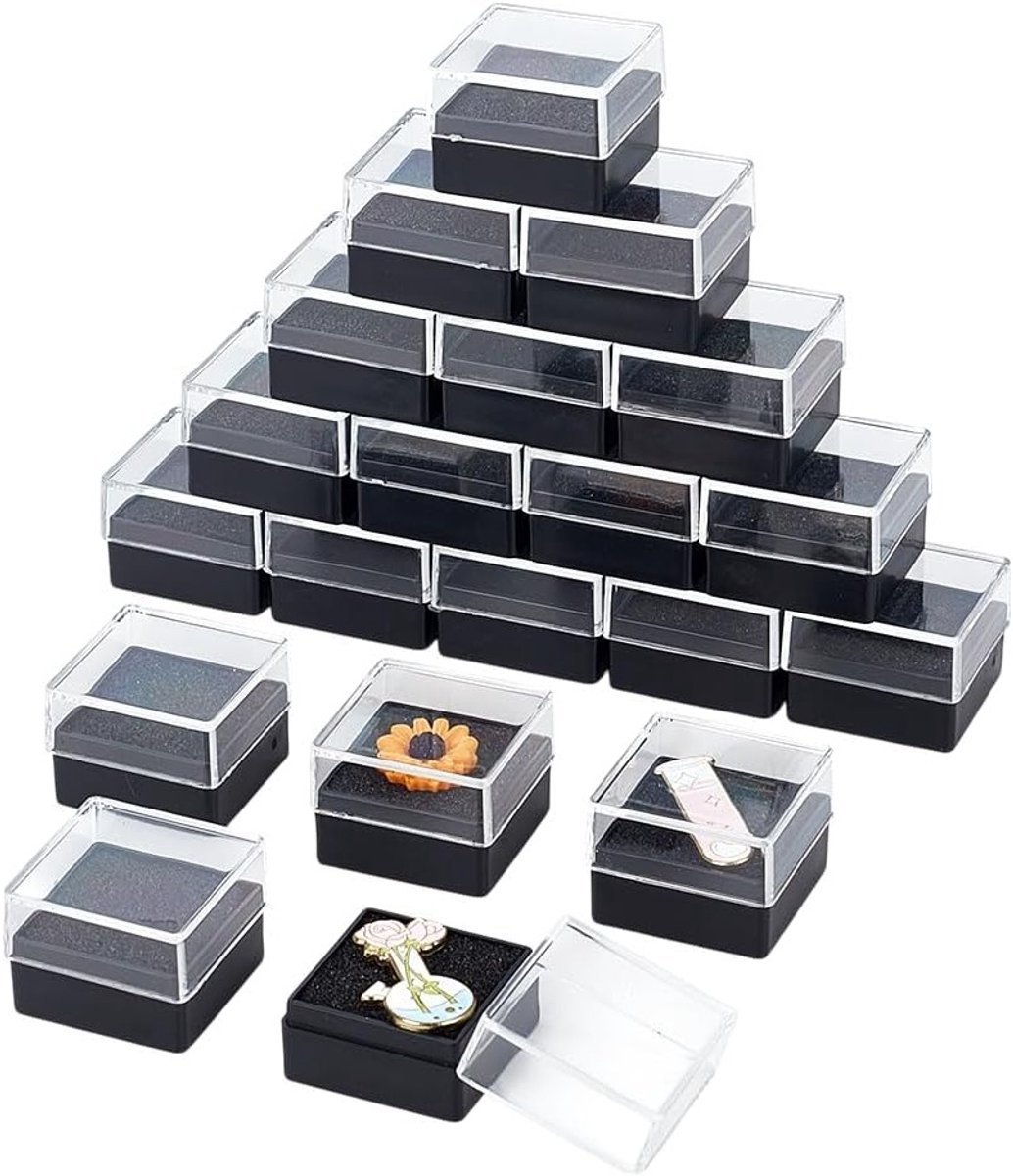 20 Stuks Heldere Plastic Cadeau Dozen voor Speld met Zichtvenster en Spons - Ideaal voor Presentatie en Bewaring van Insignes en Badges