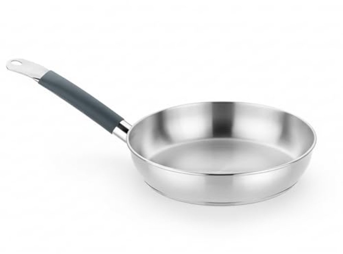 Professionele Koekenpan 28 cm - RVS met Driedubbele Bodem voor Perfecte Bakresultaten