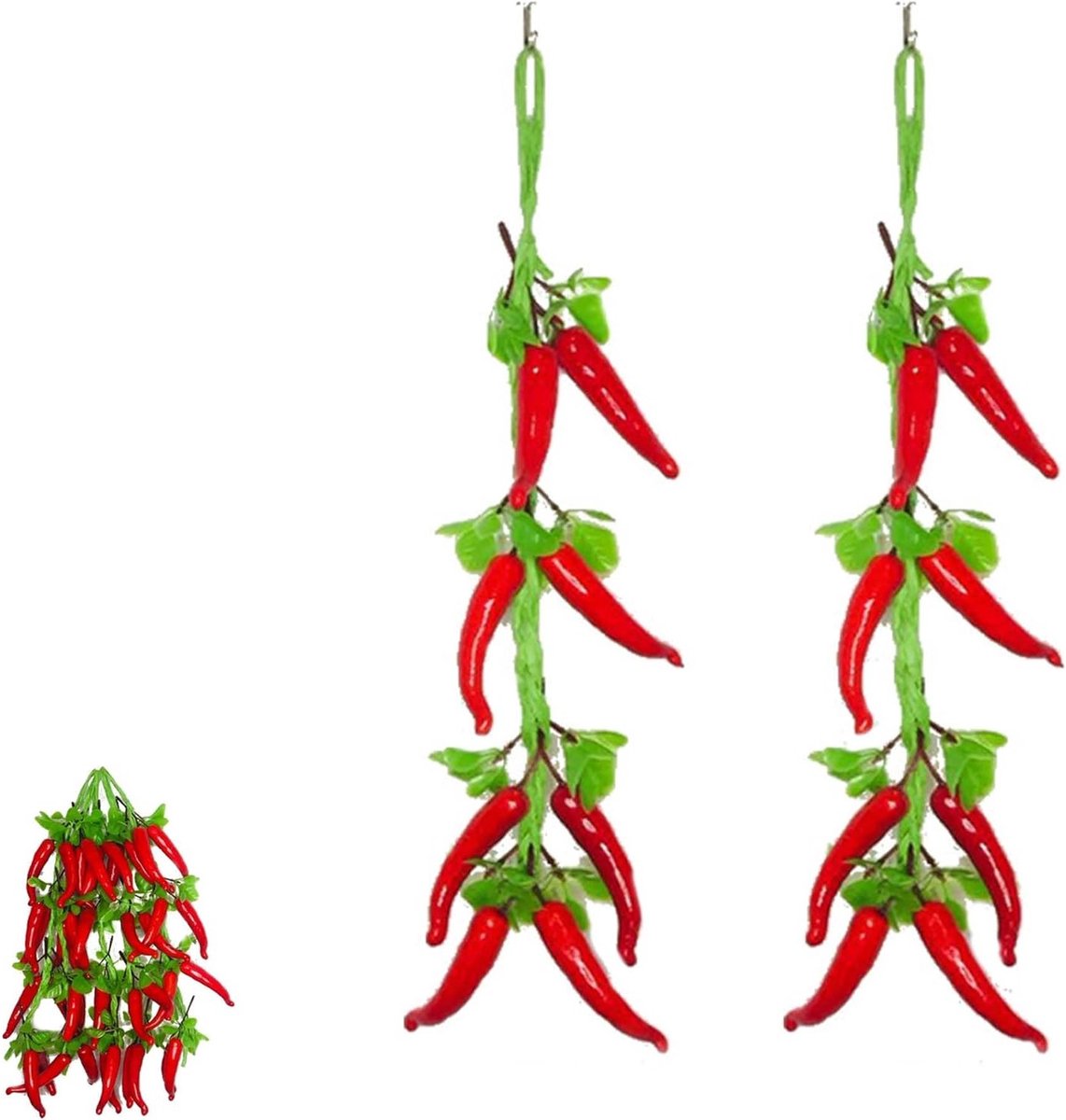 Realistische Nep Chili Peppers - Set van 2 Stuks - Kunstmatige Groenten voor Keuken Decoratie - Ideaal voor Interieur en Creatieve Styling