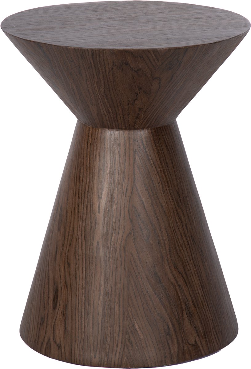 Atmooz Horion Bijzettafel – Ø39 x H50 cm – Donker Walnoot – Kegelvormige Voet – Eikenfineer – Compacte Side Table – Modern Tijdloos Design – Ronde Koffietafel – Kleine Tafel voor Fauteuil – Bruin