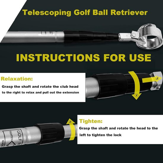 Golfbal Retriever - Balvinder Golfstok - Ballen Uit Water Vissen - Automatisch Vergrendelingsmechanisme - 55 m - Oranje — afbeelding 4