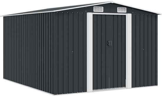 vidaXL - Tuinschuur - 257x298x178 - cm - metaal - antracietkleurig