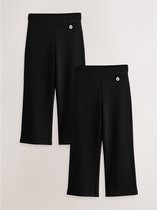 Next - Meisjes - 2 schoolbroeken met hoog aandeel katoen, stretchy, bootcut en elastische tailleband - Zwart