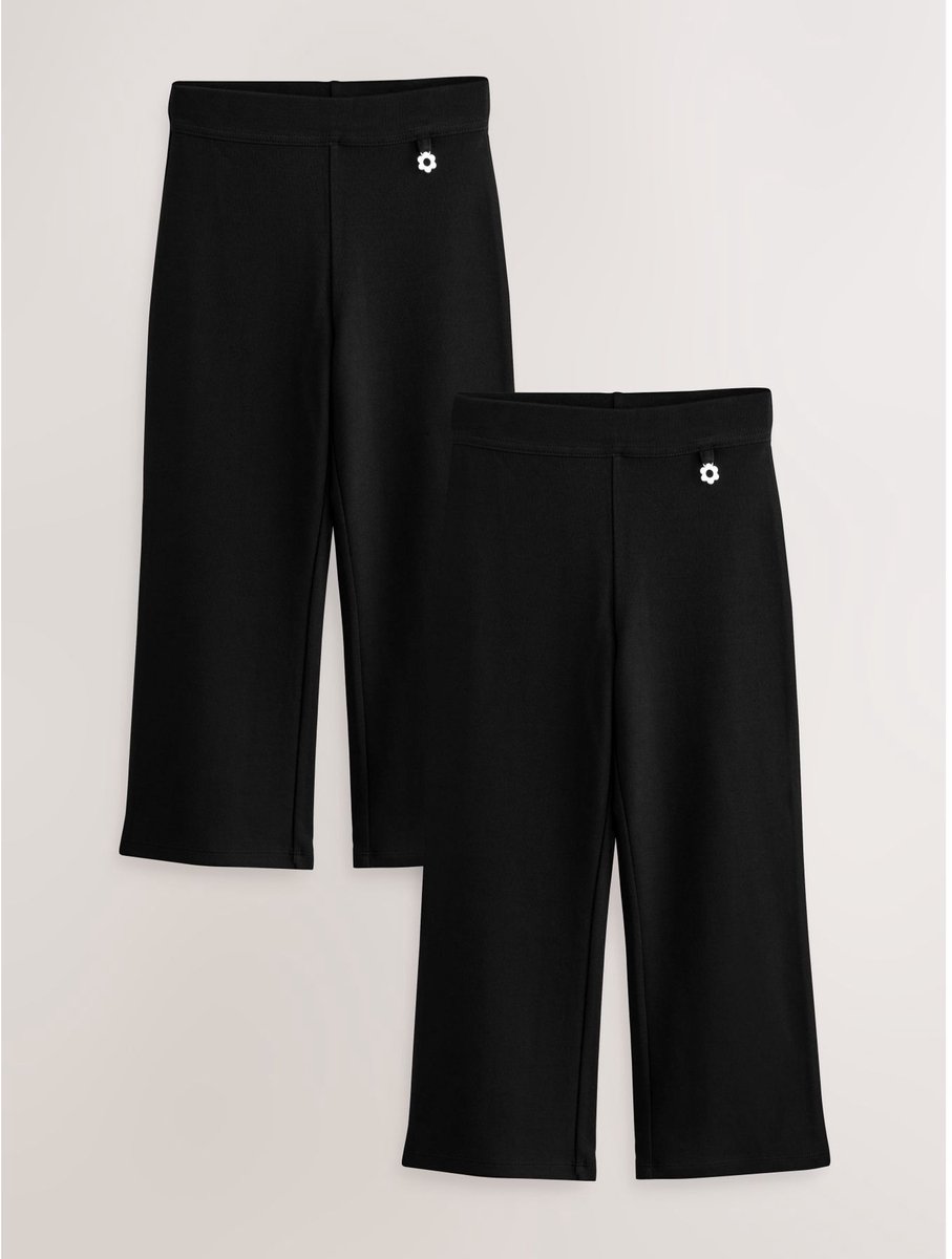 Next - Meisjes - 2 schoolbroeken met hoog aandeel katoen, stretchy, bootcut en elastische tailleband - Zwart