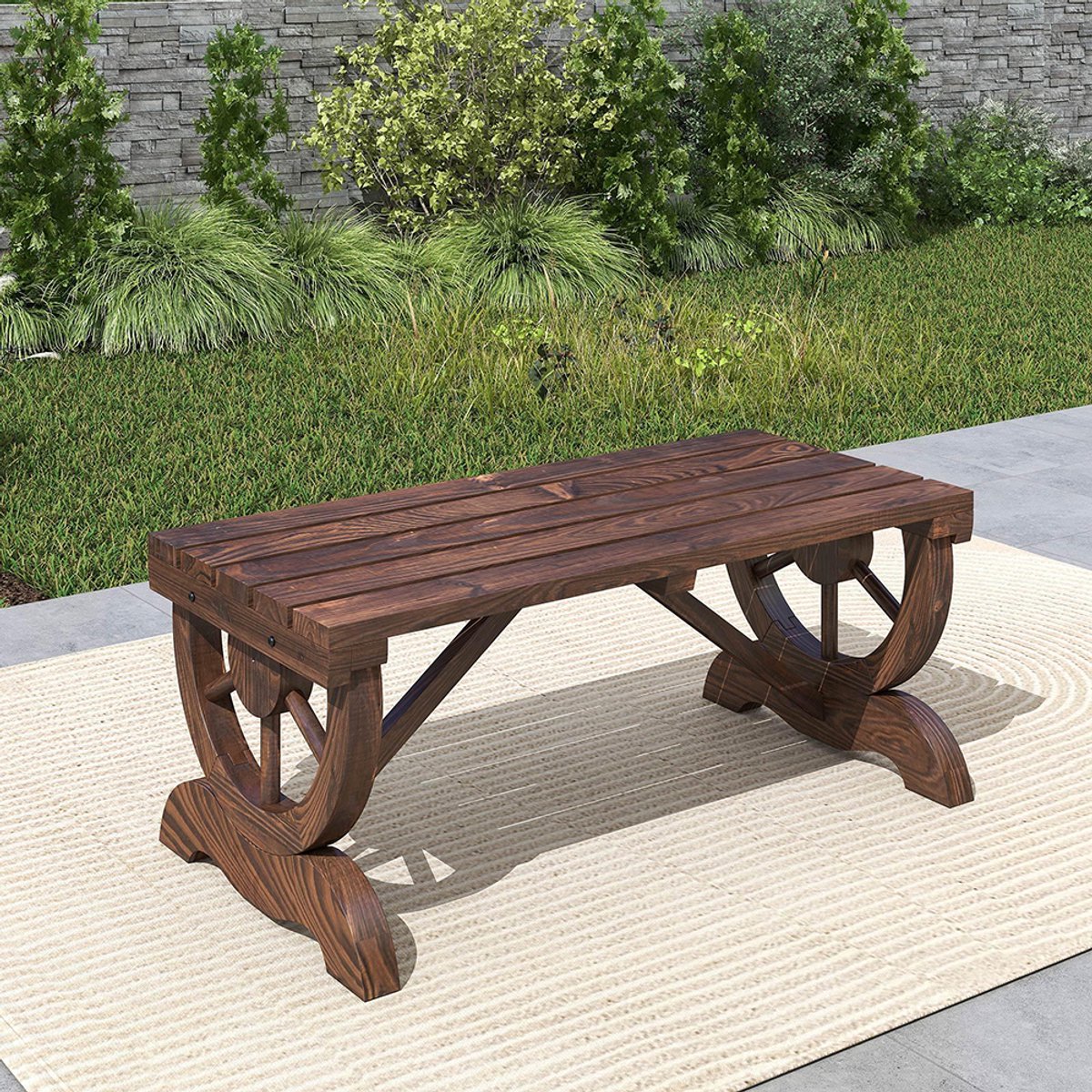 Pugsdrly Tuinbank Hout Weerbestendig Zitbank Tuinmeubelen Rustieke bank Natuur 98 x 50 x 39,5 cm