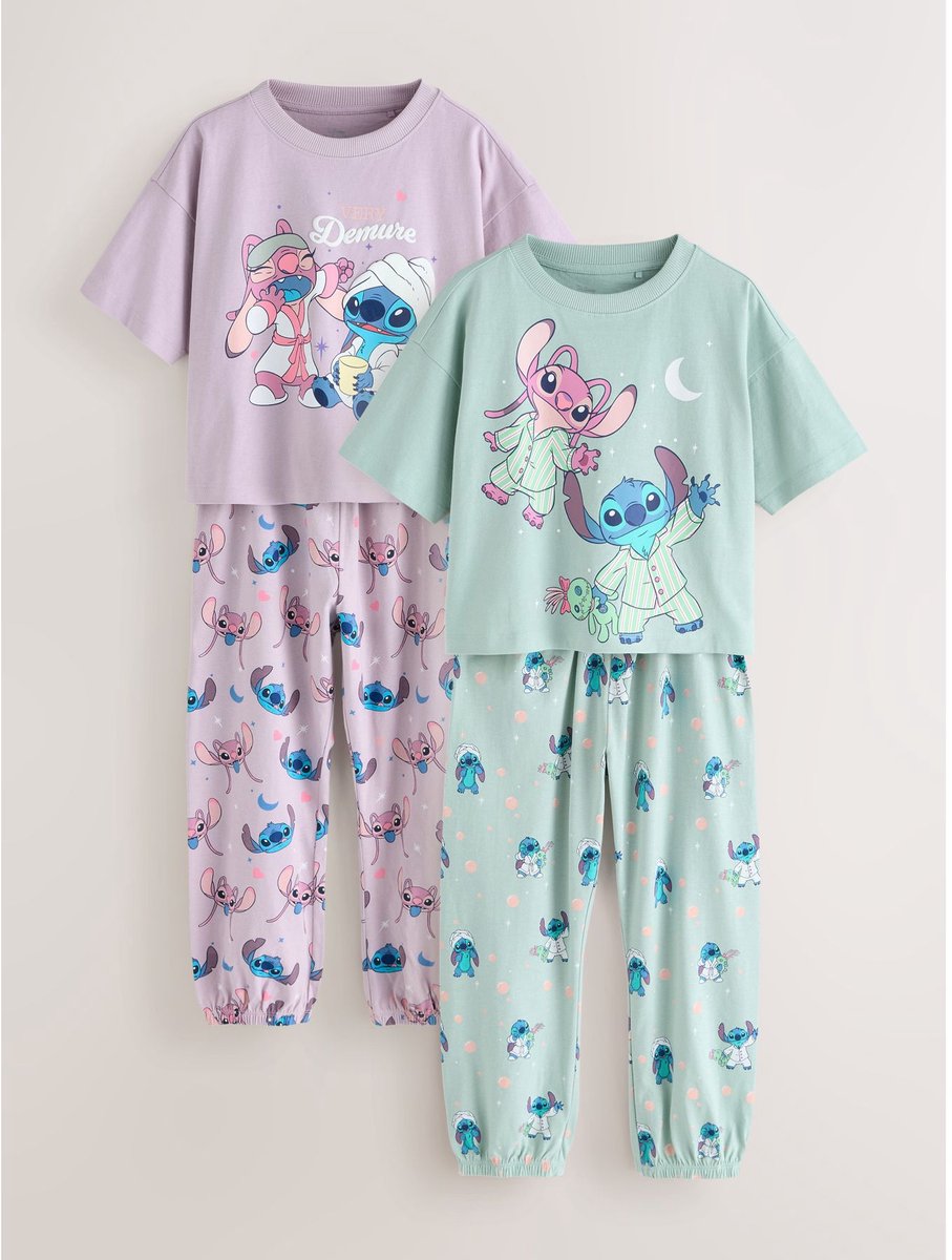 Next - Meisjes - Lilo & Stitch Joggers Pyjamas 2 Pack - Paars