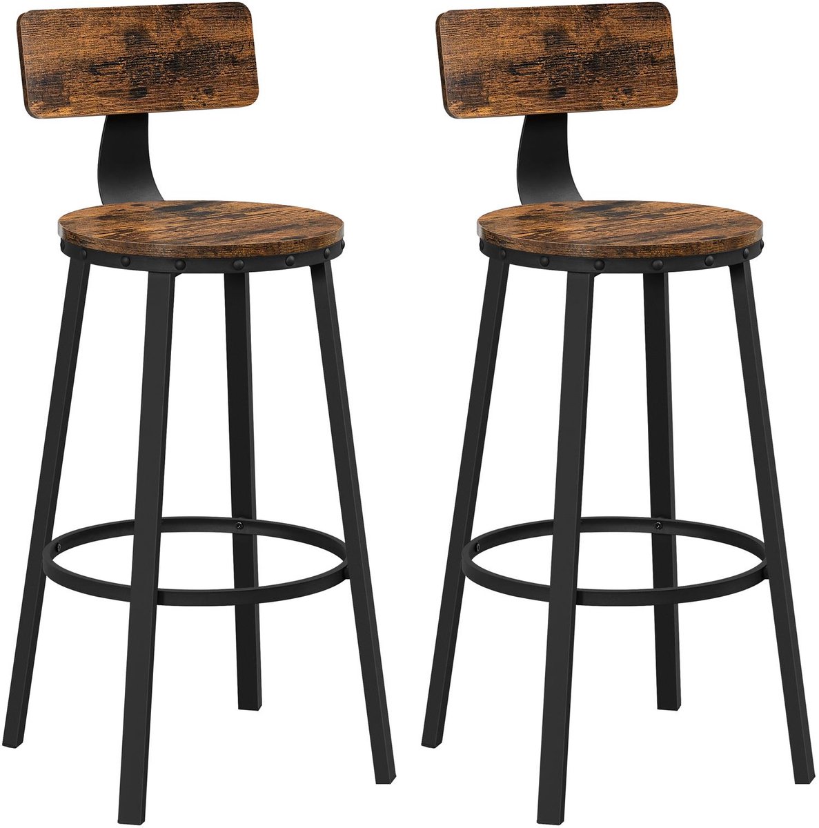 BEGRYF - Barkrukken set van 2 - rustiek bruin - met rugleuning - 54,5x99 cm