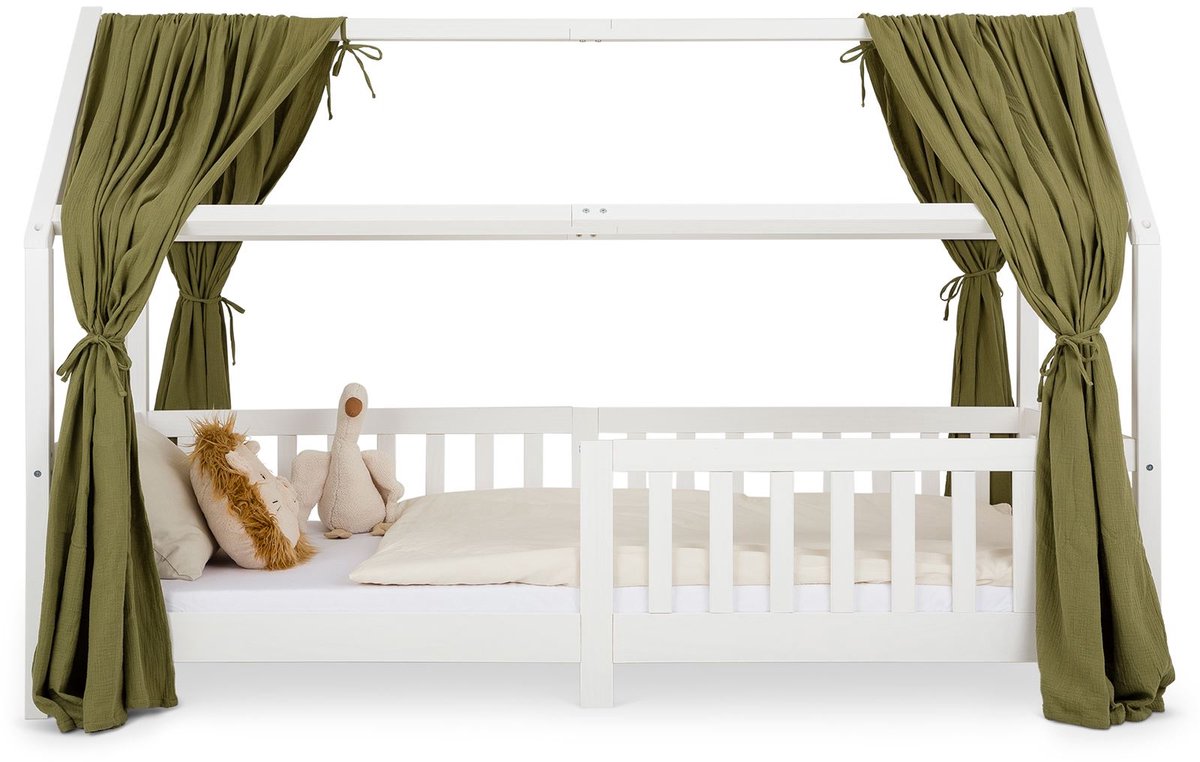 Bedhemel NENA in een set van 2 in donkergroen - bedhemel van 100% katoen, mousseline 2-laags, bedgordijn voor huisbedden, huisbeddecoratie - Hauptbild Ambiente