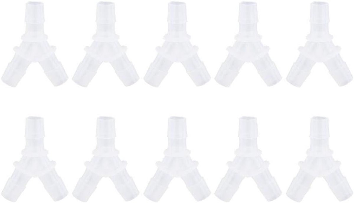 10 Stuks Y-Type Lucht Slang Connectoren voor Aquarium - 3-Weg Luchtventiel, 6.4mm Slangen Fittingen, Ideaal voor Luchtpompen en Aquariumaccessoires