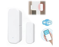 DeurAlarm - Deur Sensor - Slimme Deursensor met App - Wifi Deuralarm voor Huis Beveiliging - Draadloos Magneetcontact voor Raam en Deur - Compatibel met Google Assistant & Alexa - 2.4GHz （Batterijen niet inbegrepen）