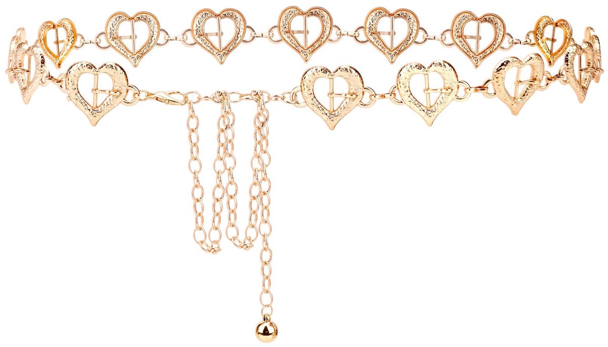 Jhubersproducts - Plus Size Kettingriem - Gouden Metalen Taille Ketting - Verstelbare Dikke Riemketting - Extra Lange 120 cm - Geschikt voor Dames - L