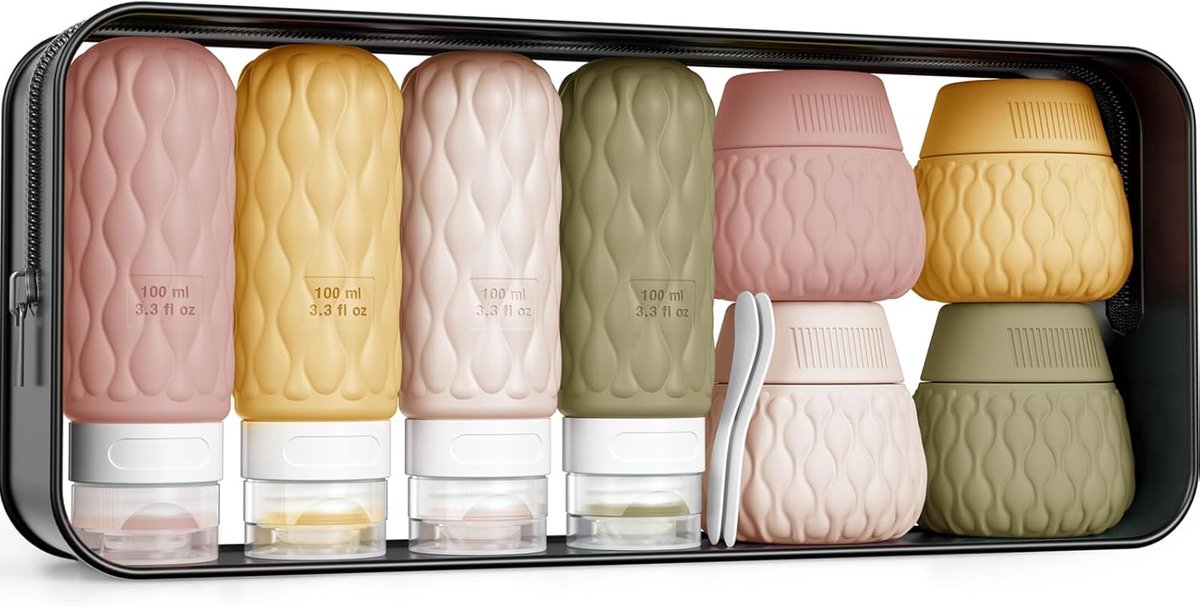 Reisflesjes Set - Navulbare Flesjes - Voor Shampoo en Lotion - Siliconen - Set van 8 - 100ml/ 50ml - Romige snoepjes - van Imperatoris
