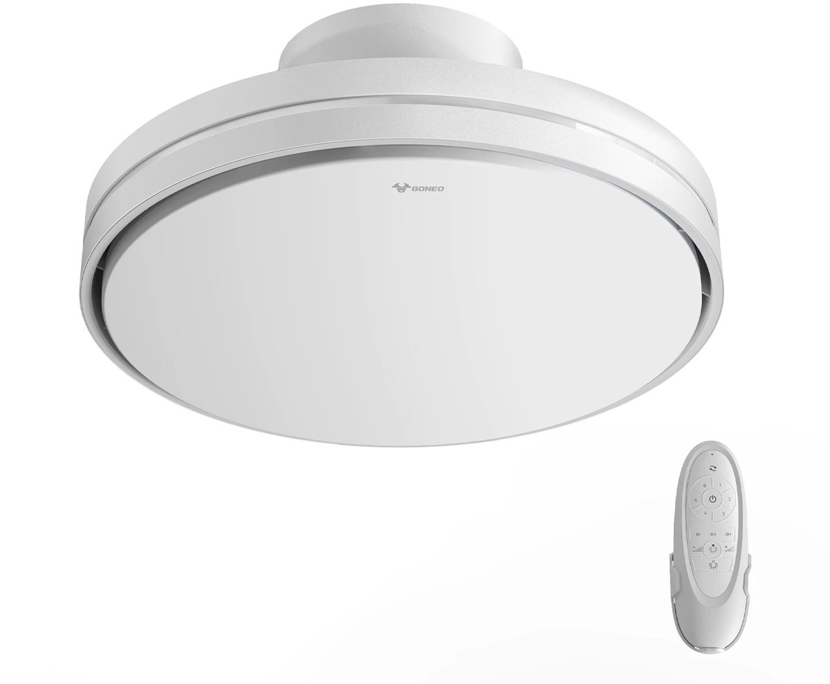 ITRONIQ Luxe Plafondventilator Met Verlichting - Bladloos Design - Dimbare Led - Ultra Stille DC Motor - 6 Snelheden - Wit