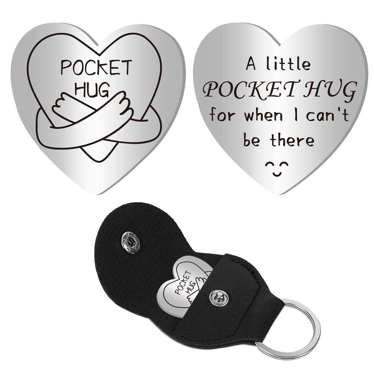 Allecto - Pocket Hug Token - Relatie op afstand - Gegraveerd aandenken - 3 x 3 cm - Inspirerend cadeau - Voor vriend of familie