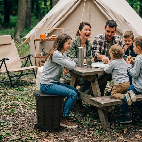 Camping toilet, prullenbak, krukje (3in1) inklapbaar en draagbaar - toiletemmer met deksel, mobiel opvouwbaar voor onderweg - wc emmer van Camping — afbeelding 5
