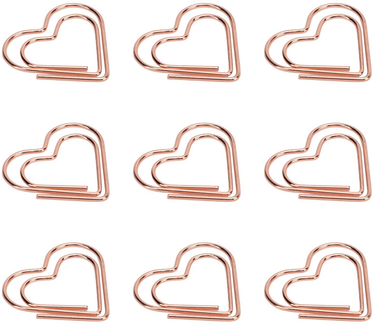 Dailygoods - Metalen Paperclips - Hartvormige Kantoorclips - Roze Goud - 100 Stuks - Stijlvolle Schoolaccessoires - Uniek Design