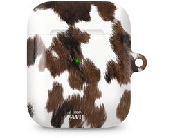 xoxo Wildhearts hoesje geschikt voor AirPods 1 & 2 - Midnight Rodeo - Ook als telefoonhoesje verkrijgbaar - schokbestendige case - koptelefoonhoes - Hoesje met dierenprint - Stier - Bruin / Beige