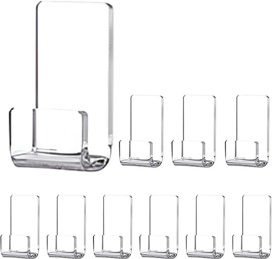 LP Houder - 10 stuks - LP Opbergsysteem - Houder aan de Muur - Vinyl Houder - Platenhouder - Platen Standaard - Display - Platenrek - LP Rek - LP Opbergen - transparant - Zelfklevend - 2*4cm