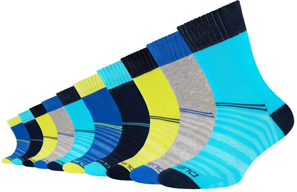 camano, Kindersokken, sportsokken, mesh-ventilatie, zonder compressie, ondersteuning van de voetboog, gekamd katoen, verstevigde hiel, verstevigde teen, zachte teen naden, camano, 10-pack, actieve kindervoeten, comfort.