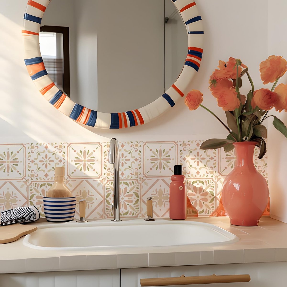 Livia home - Tegelsticker - Zelfklevend - Makkelijk aan te brengen - Roze - Vinyl tegelstickers - Geschikt voor badkamer en keuken - 25 stuks