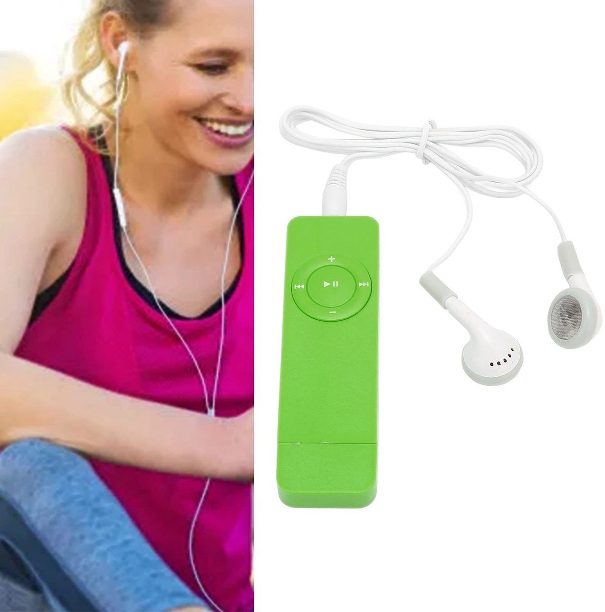 Dailygoods - Draagbare MP3-speler - 64 GB - HD-geluid - Groen - Muziekspeler - Compact en lichtgewicht - Voor pc en laptop