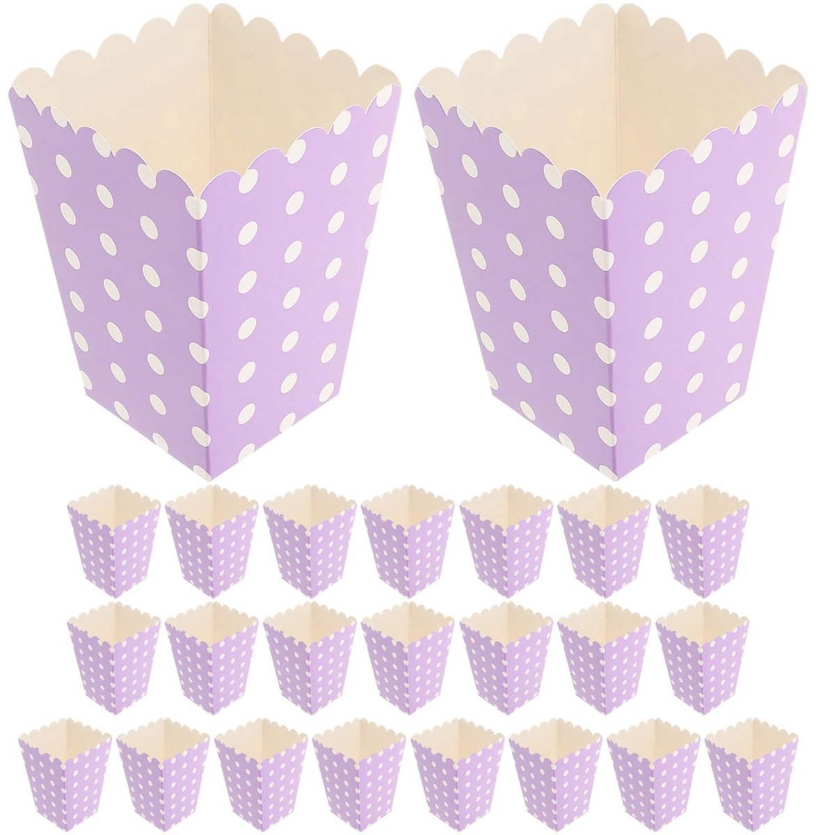 Dailygoods - Popcorn Boxes - Party Decoratie - Lila - Wegwerp Popcornhouders - Ideaal voor Feestjes en Filmavonden - 24 Stuks