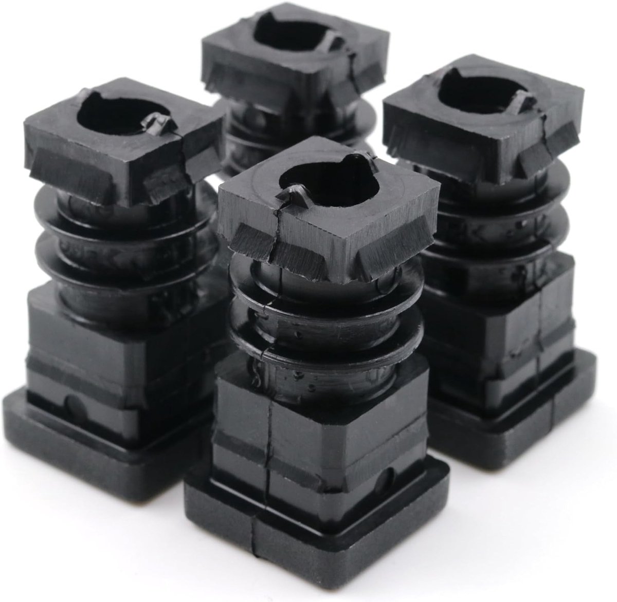 Dailygoods - Schroefdraadstop - Vierkante buisstoppen - Hoogwaardig en robuust - Zwart - M10 binnendraad - Geschikt voor 20 x 20 mm buizen - 4 stuks