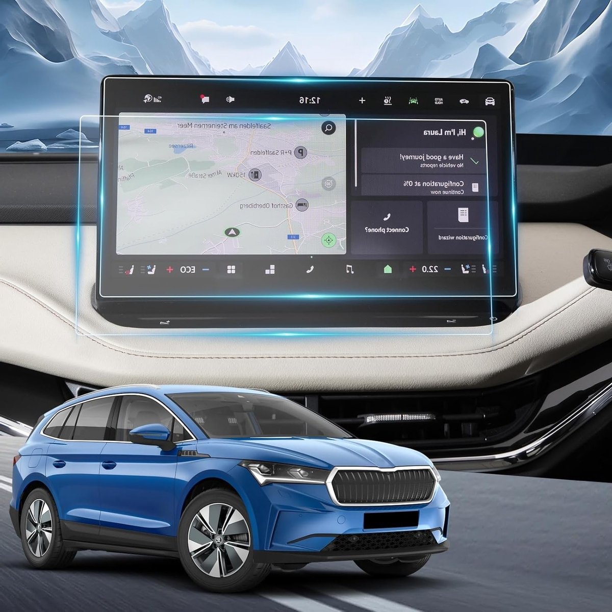 Pack van 2 PET Screen Protectors voor Skoda Enyaq iV 2021-2024 - 13 Inch Navigatiescherm Bescherming, Krasbestendig en Transparant Console Film