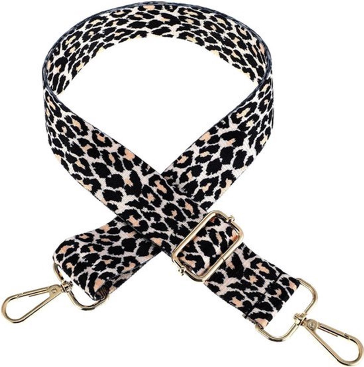 Verstelbare Luipaardpatroon Tasriem - Goud - 38 cm Breed