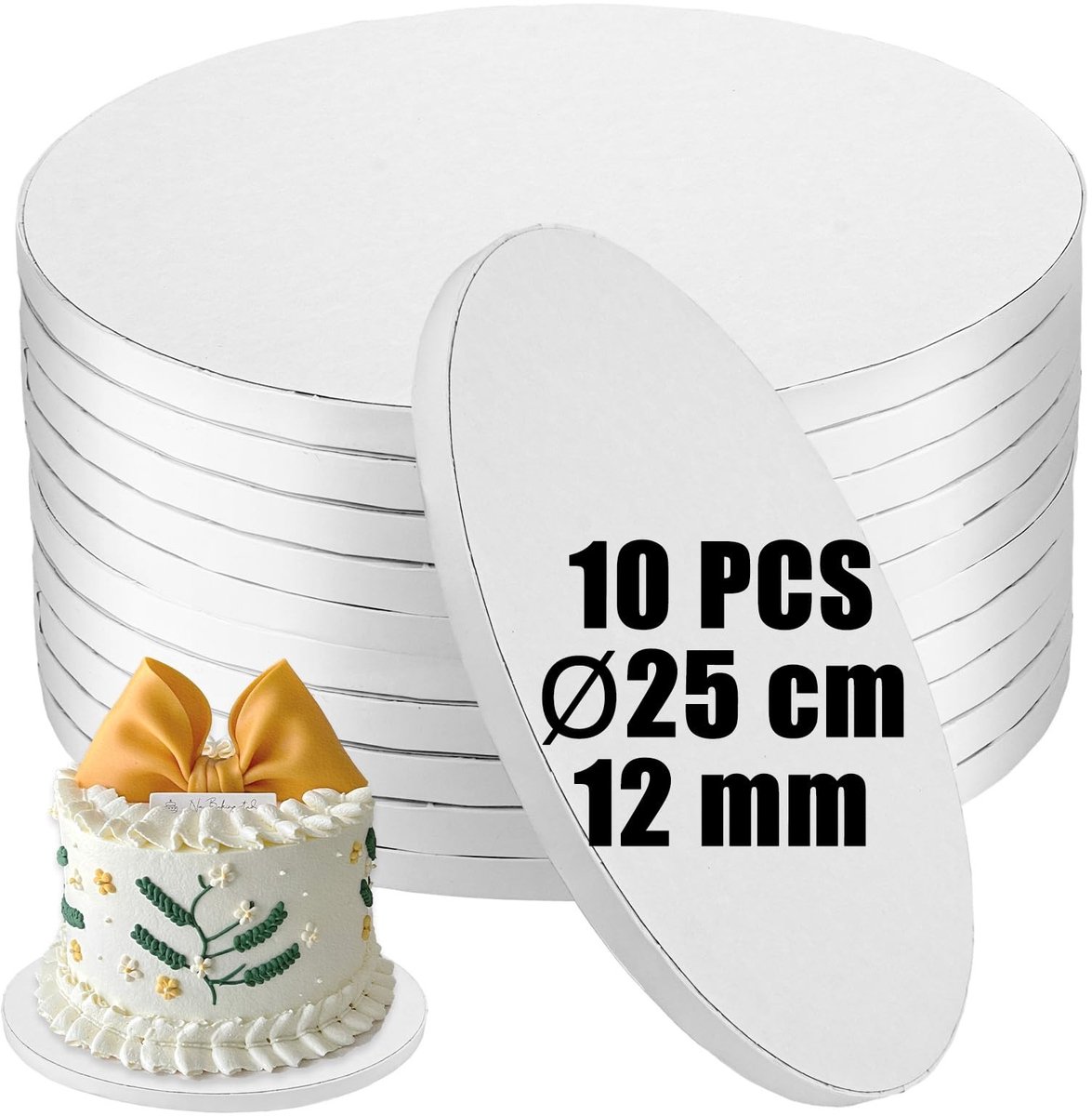 Cake Topper Set van 10 - Herbruikbare Cake Drum 25 cm voor Feestjes en Bruiloften