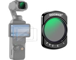 Kraftverdia® Variabel ND-filter, compatibel met DJI Osmo Pocket 4 & 3, magnetisch verstelbaar ND2-32 (1-5 stops), incl. 2 LCD-schermbeschermers, actiecamera-accessoire FL-50