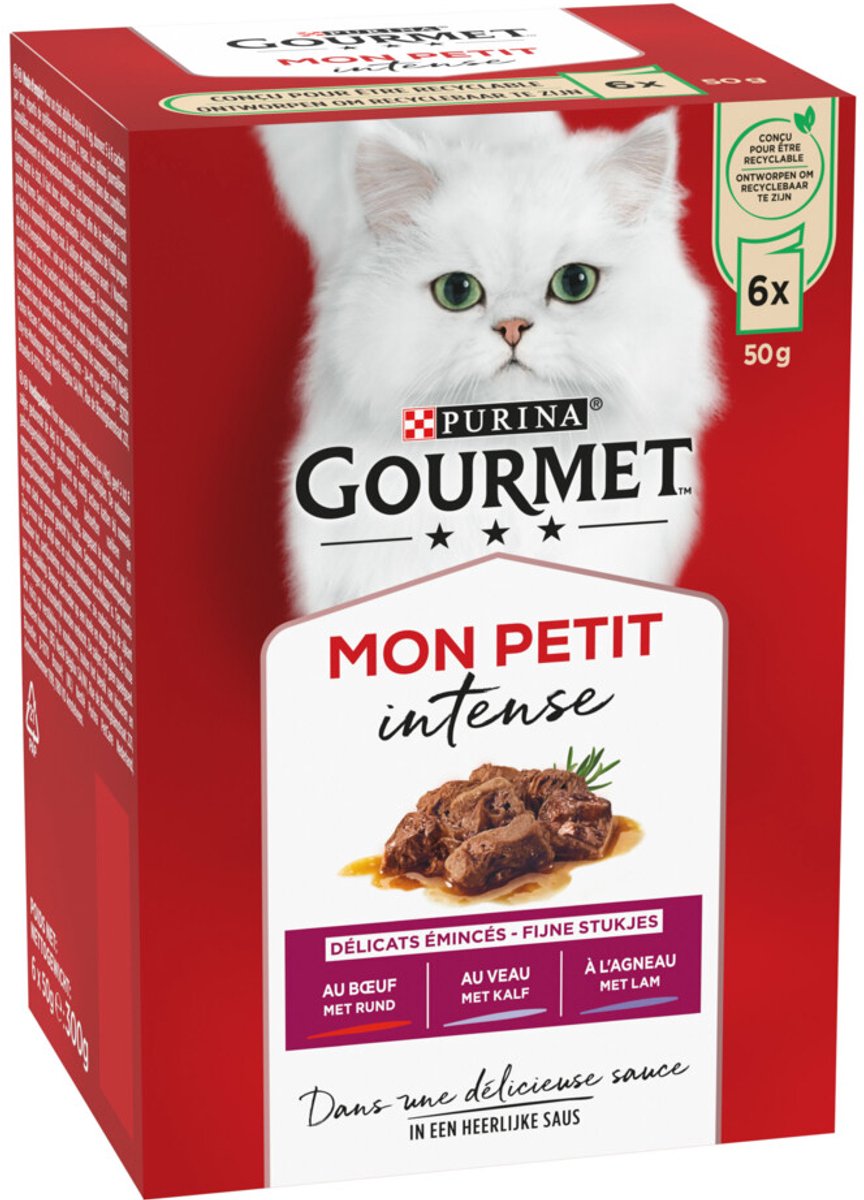 Bol.com Gourmet Mon Petit Intense - Kattenvoer Natvoer - Vlees - 48 x 50 g aanbieding
