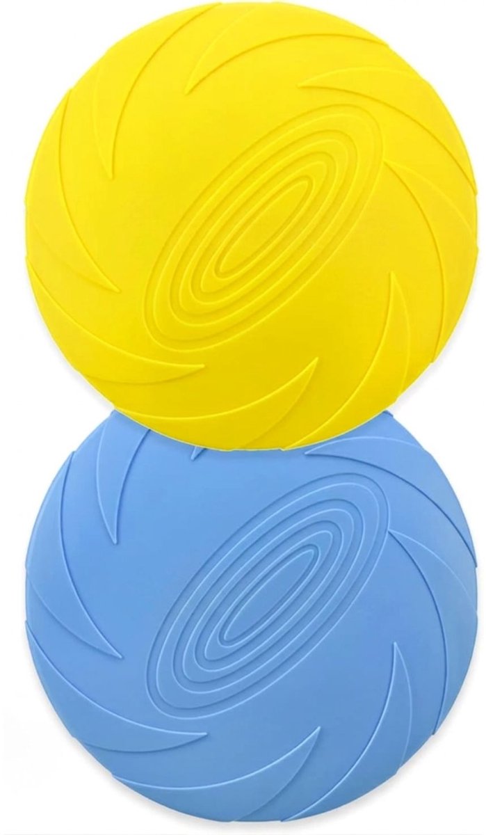 Frisbee Hond - Frisbee voor Honden - Zacht & Drijvend - Hondenspeelgoed - Frisbees - Zomer - Buitenspeelgoed - Voor alle Honden - Speelgoed voor Huisdieren - Huisdier Frisbee - Puppy Trainingsschijf - Blauw en Geel - 2 Stuks - van Imperatoris