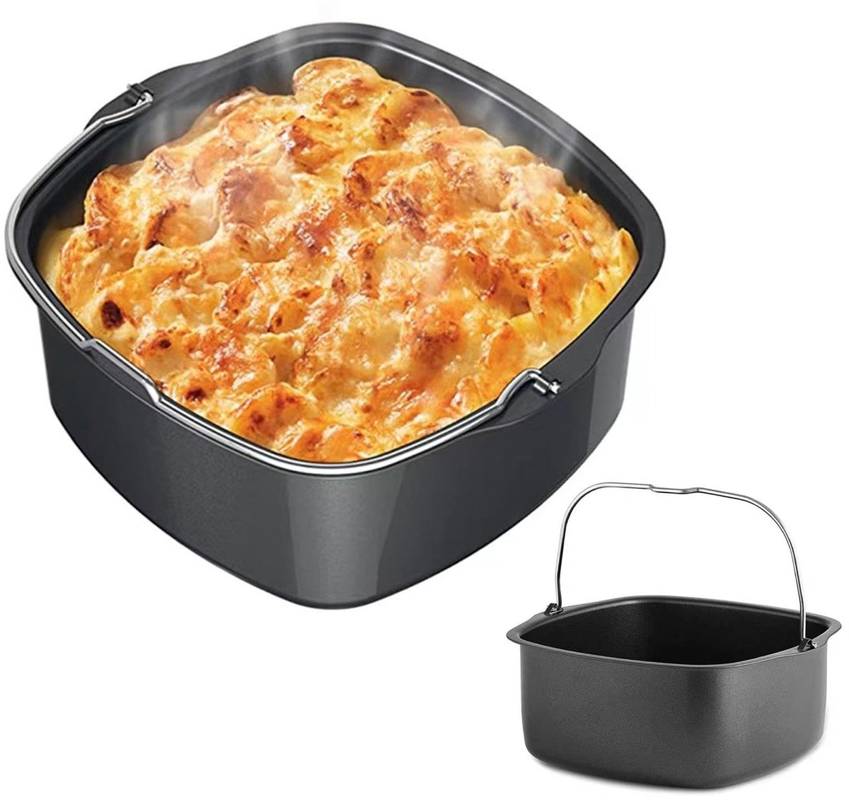 Dailygoods - Airfryer Bakvorm 22cm - Herbruikbare Cake Pan en Brood Bakmand - Ideaal voor Bakken - Vaatwasserbestendig - Perfect voor Taarten en Brood
