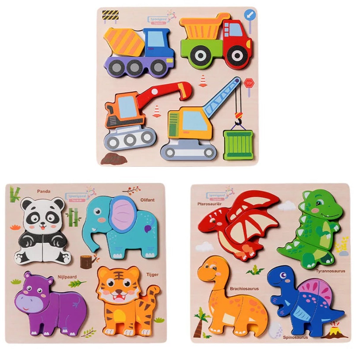 Houten Legpuzzel 3 assorti - Puzzel