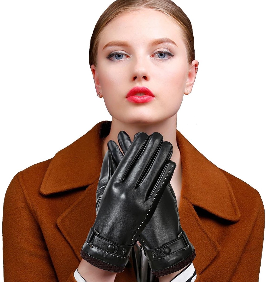Vlemico - Dames handschoenen - Lederen touchscreen handschoenen - Zachte warme winterhandschoenen - M - Winddichte handschoenen - Geschikt voor bui...