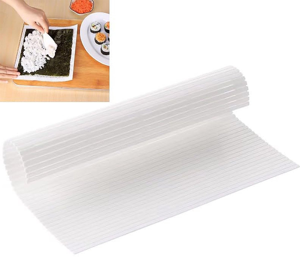 Zeynomax - Sushi Rolmat - Sushi Maakgereedschap - Herbruikbaar en Vaatwasserbestendig - Wit - Perfect voor Beginners - Ideaal voor Sushi DIY Liefheb..