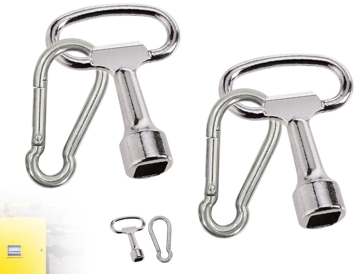 Vlemico - Vierkante Sleutels - Sleutelhangers - 2 stuks - Zilver - Ontluchtingssleutel - Voor Gas- en Watermeterbox