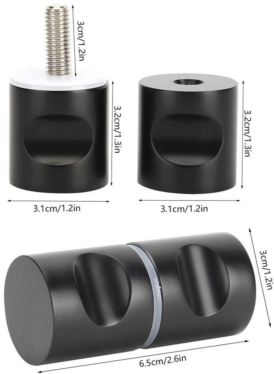 Jhubersproducts - Elegante roestvrijstalen deurklink - Glazen deurtrekker - Modern design - Zwart - Geschikt voor schuifdeuren - Perfect voor doucheru