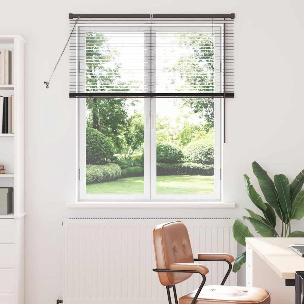 Verstelbare jaloezieën - Raambekleding - Privacy instellen - Binnenmontage - 130 x 115 cm - Zwart