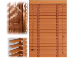 Houten jaloezieën - Horizontale lamellen - Privacy creëren - Natuurlijk massief hout - 90x213 cm - Houtkleur