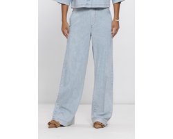Jansen Amsterdam Saar Broek Llbd 429 Light Demin Long Wide Elastic Waist At Back Jeans Dames - Broek - Lichtblauw - Maat 38