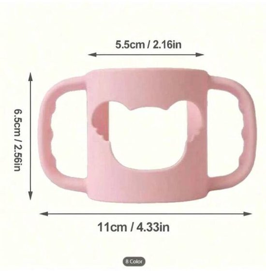 Handvat Babyfles - 2 stuks - Zelfstandig drinken - Flessenhouders - Siliconen handvat - Eenvoudig te installeren - Geschikt voor babyflessen met een buitendiameter van meer dan 5,5 cm — afbeelding 5
